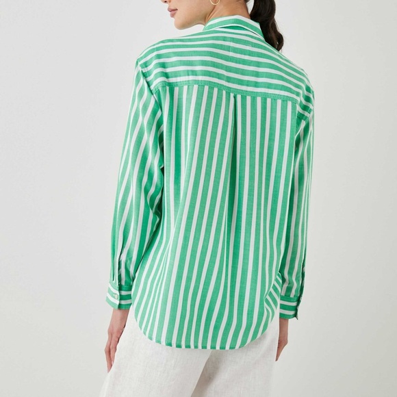 RAILS Elle Stripe Shirt - Green & White - Size XS - Picture 2 of 13
